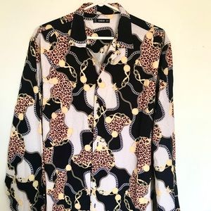 🔥SHEIN Men Leopard & Chain Print Shirt🔥BRAND NEW